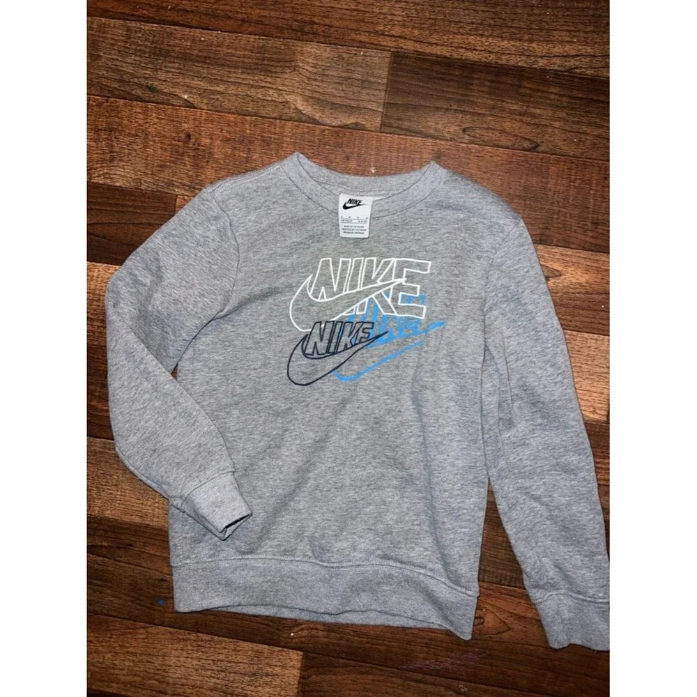 Nike Gray Sweatshirt with Blue and Black Logos